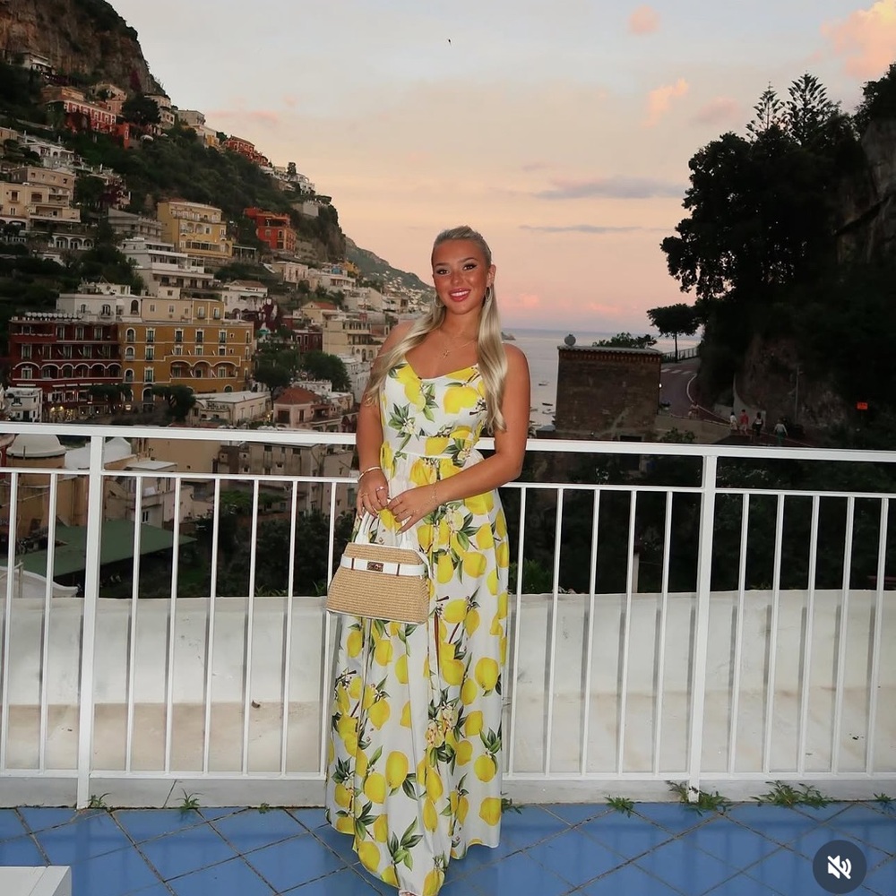 Lemon Print Maxi Dress